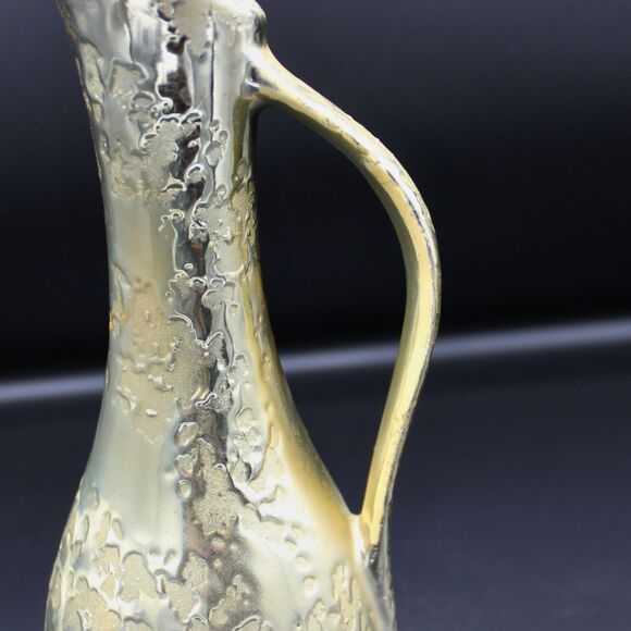 Vintage Weeping Gold Bud Vase Ceramic Ewer Pitcher Gold Drip Glaze MCM Decor - Picture 7 of 7